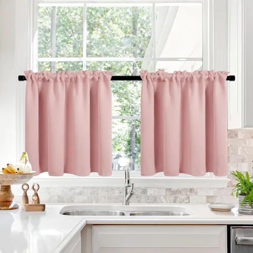 Vista 134 de Deconovo Cortinas opacas, aislamiento térmico, dobladillo para barra, reducción de ruido, certificado Oeko-TEX, cortinas de oscurecimiento