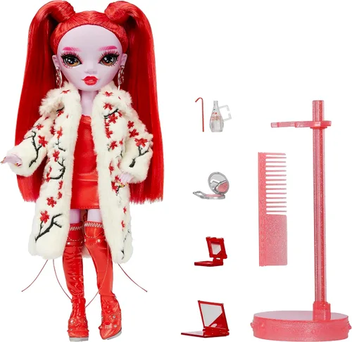Vista 2 de Rainbow High Shadow High Rosie - Muñeca de moda roja. Traje elegante, cabello extra largo y más de 10 accesorios de juego coloridos. Gran regalo