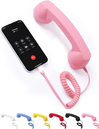 Vista 11 de Teléfono retro con cable, teléfono celular para iPhone, receptor de mango fijo estilo teléfono tipo C con micrófono, botón de respuesta, práctico