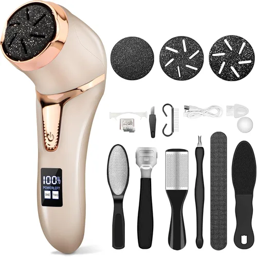 Vista 11 de Removedor eléctrico de callos para pies con vacío, kit de herramientas profesionales de pedicura, lima de pies recargable e impermeable
