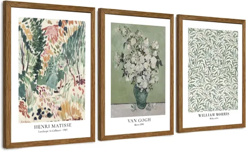 Vista 15 de JLTULT 3 piezas de arte de pared con flores en lienzo con marco, arte de pared de flores en tonos neutros y beige, arte de pared de flores