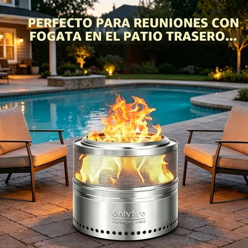 Vista 2 de Fogata de leña con bolsa de transporte, hoguera portátil desmontable de 19.5" para camping, tailgating, patio, patio trasero, chimenea perforada sin