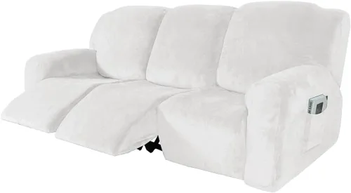 Vista 17 de vctops Fundas reclinables de felpa de terciopelo de lujo, 4 piezas, fundas elásticas y suaves para sofá, protector antideslizante de muebles
