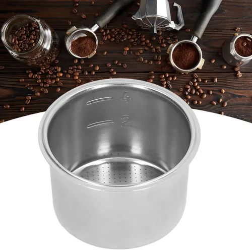 Vista 6 de Cesta de filtro poroso, recipiente de filtro de café en polvo de acero inoxidable para 4 tazas, colador de doble pared extraíble para mango de 2.008