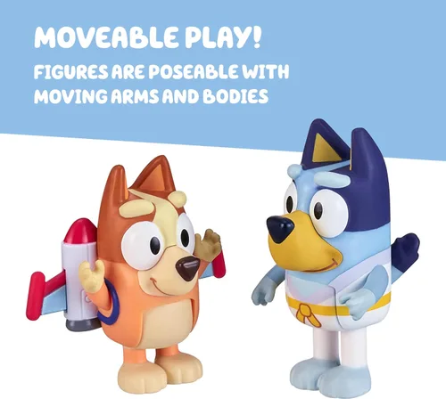 Vista 7 de Bluey Action Heroes - Juego de figuras de juguete de 2 unidades, figuras articuladas de personajes con figuras de karate y mochila propulsora