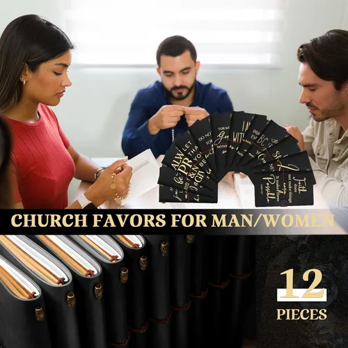 Vista 6 de Tinlade 12 piezas de regalo de iglesia cristiana, diario religioso inspirador de cuero, cuaderno A6, cuaderno con forro recargable, regalo