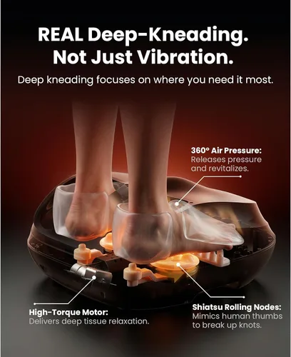 Vista 4 de BOB AND BRAD Masajeador de pies con calor, amasamiento profundo Shiatsu y compresión de aire para fascitis plantar, máquina masajeadora eléctrica