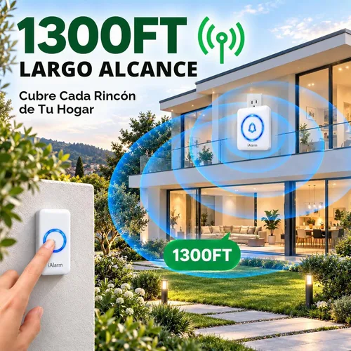 Vista 3 de Timbre inalámbrico con luz, 60 campanillas, color blanco