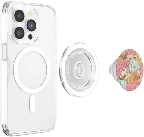 Vista 4 de Spring Flowers Retro PopSockets MagSafe PopGrip estéticos florales con diseño de flores silvestres para iPhone