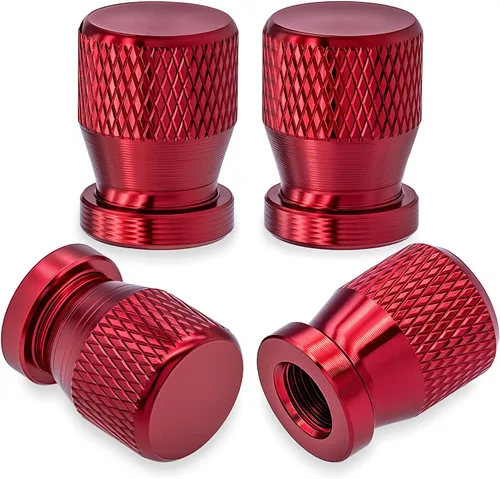 Vista 45 de 4 piezas de tapas de vástago de válvula de neumático de automóvil, tapas de válvula de aire de neumático a prueba de fugas de aleación de aluminio