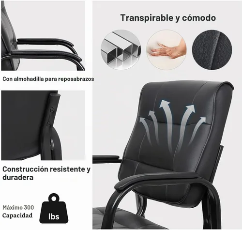 Vista 4 de JupiterForce Sillas de sala de espera, silla de cuero para recepción, oficina, recepción, sin ruedas, con reposabrazos acolchado, para el hogar
