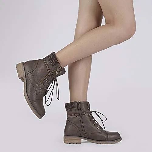 Vista 8 de DREAM PAIRS Botines de combate con cordones para mujer