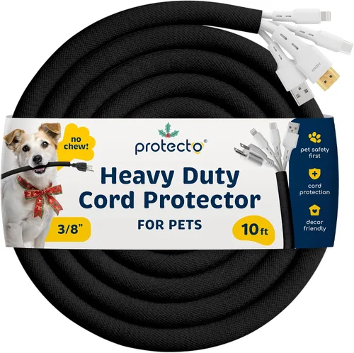 Vista 12 de PROTECTO Protector de Cables Resistente para Perros y Gatos, Funda Larga de 10 Pies, Cubierta de Cable de 1/2 Pulgada Fácil de Usar para Mascotas