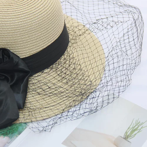 Vista 3 de Beauty-Emily Sombrero de organza para mujer Kentucky Derby Church con velo de plumas, tocado para fiesta de té nupcial