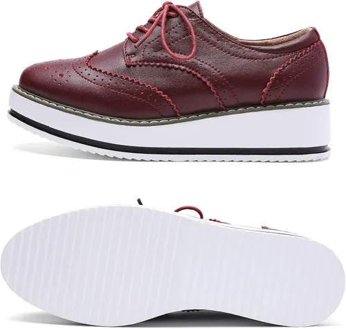 Vista 7 de DADAWEN - Zapatos con cintas tipo Oxford, con plataforma, para mujer, punta cuadrada