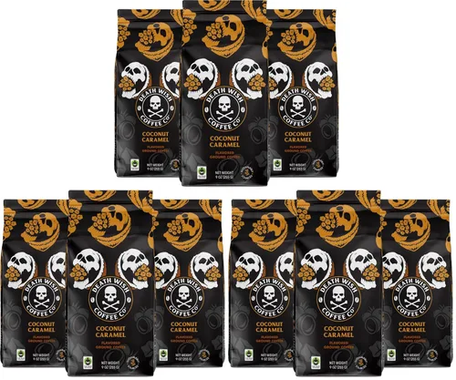 Vista 36 de Death Wish Coffee - Café molido orgánico de tostado medio, paquete de 6 Fair Trade Arabica & Robusta, Stone Fruit Caramel & Roasted Nut Notes