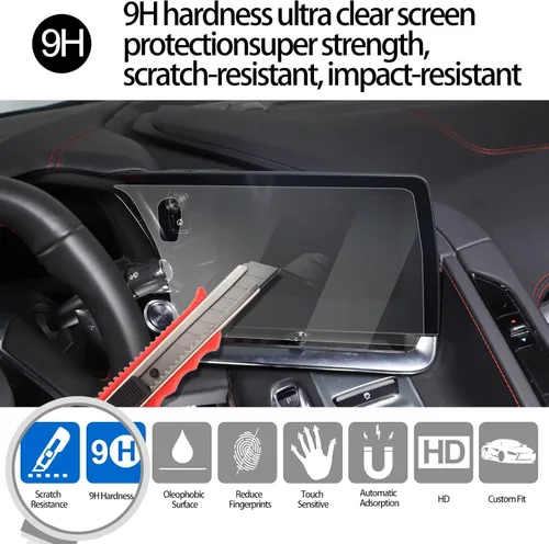 Vista 3 de Protector de pantalla GPS compatible con Chevrolet Corvette C8 2020-2025, protector de pantalla de navegación, pantalla táctil central, película