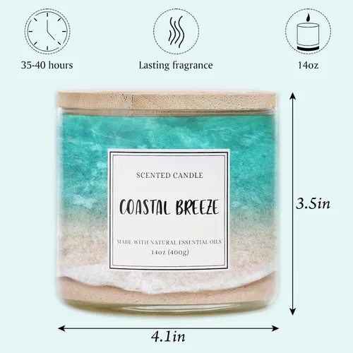 Vista 7 de Coastal Breeze - Vela perfumada de 14 onzas, vela Summer Ocean Beach