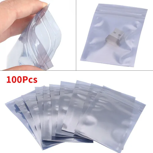 Vista 4 de Bolsa antiestática, 100 unids/set 2.4x3.5 in antiestática resellable Ziplock bolsa de almacenamiento para accesorios electrónicos