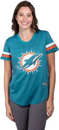 Vista 30 de Ultra Game Women's NFL Official Soft Mesh Varsity Stripe T-Shirt