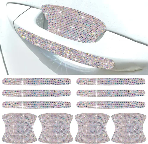 Vista 13 de BetterJonny 10 unidades de protector contra arañazos de cristal, protector contra arañazos de diamantes para coche para mujeres y niñas (plata)