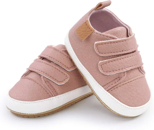 Vista 5 de SOFMUO Zapatos deportivos de piel sintética para bebés, niños y niñas, con suela de goma suave, mocasines Oxford para recién nacidos
