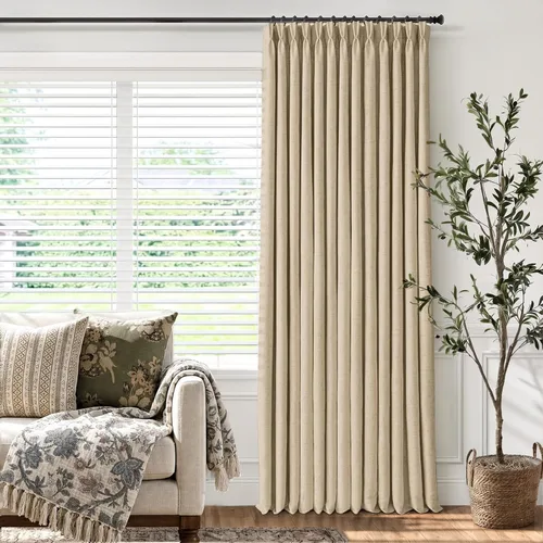 Vista 19 de CAPALOCA Cortinas extra de 60 pulgadas de ancho 100% opacas de 96 pulgadas Desnudo Natural
