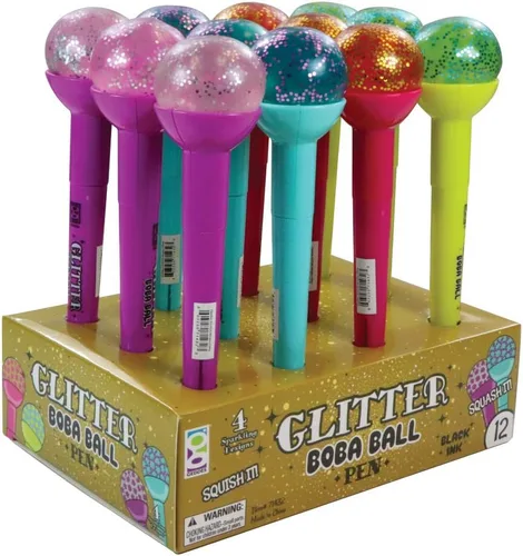Vista 4 de Raymond Geddes Glitter Boba Squishy Top Pen (paquete de 12)