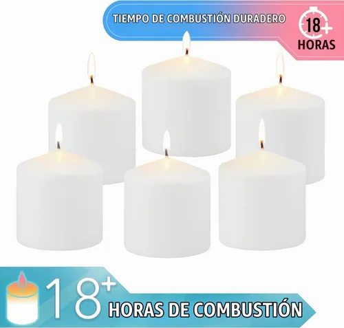 Vista 4 de Stonebriar Paquete de 3 velas altas de 3 x 3 pulgadas, 18 horas de larga duración, sin perfume, de cera blanca