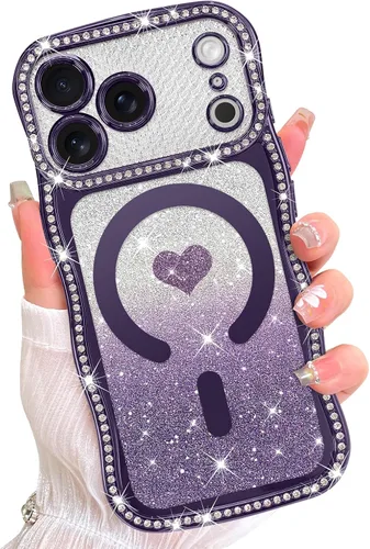 Vista 14 de AIGOMARA Funda magnética rizada para iPhone 17 para mujer, diseño de Negro