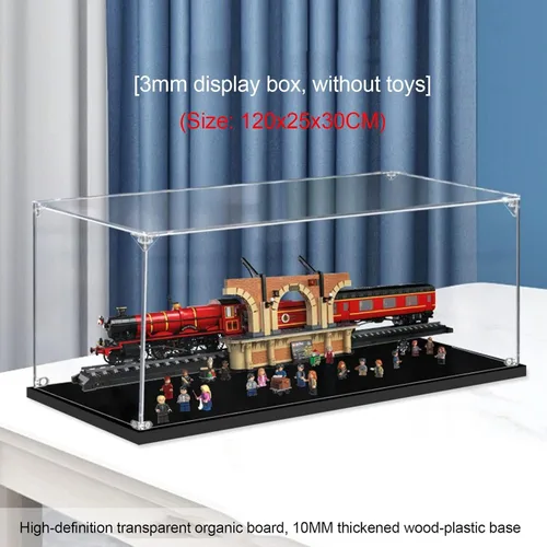 Vista 2 de Vitrina acrílica para L-e-g-o 76405 Hogwarts Express Edición Coleccionista Kit de construcción de tren, compatible con L-e-g-o con base negra