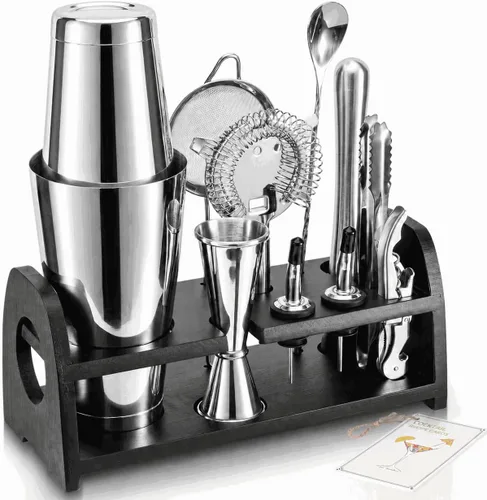 Vista 10 de Semderm Juego de Coctelera Mixología Kit de Barman con Soporte de Bambú Kit de Cóctel de 26 Piezas con Todas las Herramientas Esenciales de Bar