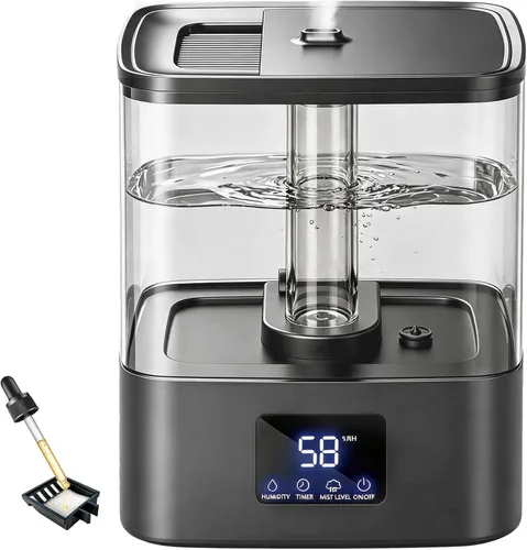 Vista 7 de KZF Humidificadores de llenado superior de 4 L para dormitorio y tiempo de funcionamiento de 60 horas, humidificador de niebla fría, 3 niveles