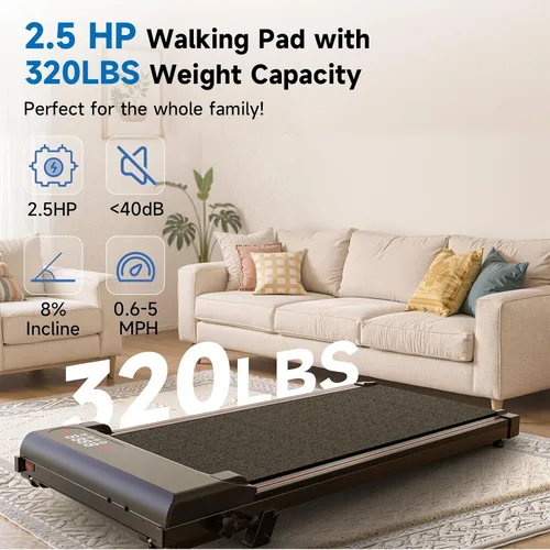 Vista 6 de Pink Walking Pad Portable Treadmill with Incline 8% Small Walking Pad Handle Bar Under Desk for Home Office Mini Treadmill with 2.5HP Ultra Quiet