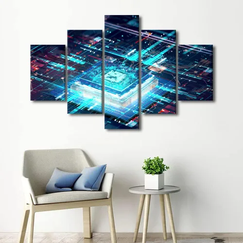 Vista 8 de TUMOVO Arte de pared para oficina C, almacenamiento, imágenes, impresión en lienzo, placa de circuito, tecnología de decoración del hogar, arte
