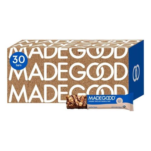 Vista 8 de MadeGood - Barras de granola de chocolate para pastel de cumpleaños, aperitivos de barra de granola sin gluten, 6 cajas, 30 unidades Nut-free and