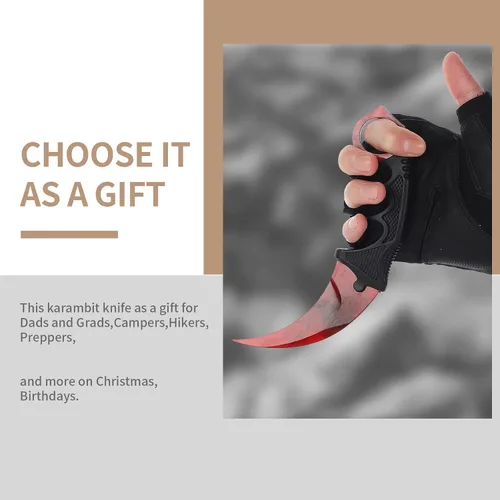 Vista 2 de Cuchillo de entrenamiento Karambit rojo sin filo Karambit cuchillo de entrenamiento de práctica con funda para principiantes herramienta