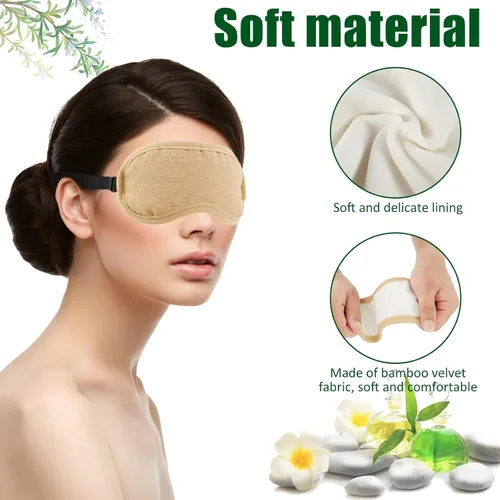 Vista 3 de Paquete de 2 unidades de aceite de ricino para ojos, envoltura reutilizable de franela de bambú natural de aceite de ricino con correa elástica