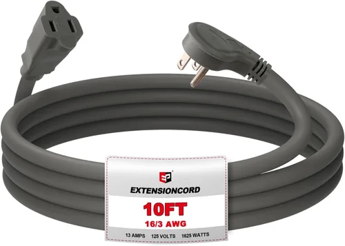 Vista 14 de EP Paquete de 3 cables de extensión de enchufe plano de 1 pie, cable de extensión de perfil bajo negro de 16 AWG de 3 clavijas para interiores