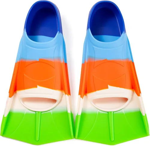 Vista 17 de Aletas de Natación para Niños, Aletas Cortas Cómodas para Natación de Vueltas y Entrenamiento para Niños, Niñas, Niños, Principiantes