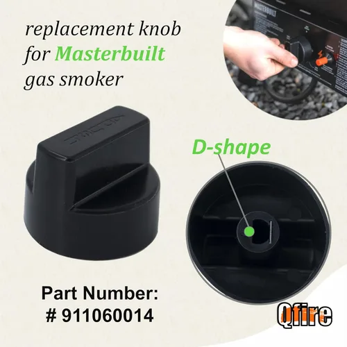 Vista 3 de Qfire 911060014 - Pomo de control compatible con Masterbuilt 20051311 gs30d 2 puertas ahumador de gas propano
