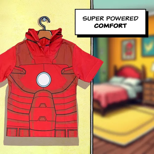 Vista 2 de Marvel Avenger - Camiseta con capucha y máscara, para niños pequeños y niños pequeños
