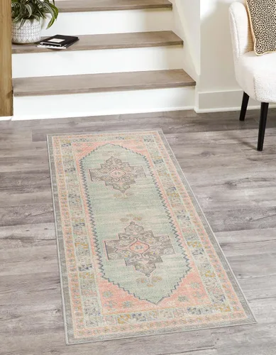 Vista 26 de Unique Loom Whitney Collection - Alfombra rectangular de 2 pies 2 pulgadas x 3 pies 1 pulgadas, color azul francés/beige)