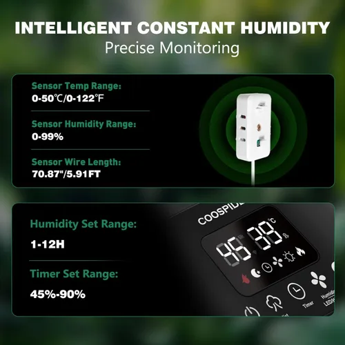 Vista 4 de COOSPIDER Reptile Fogger Humidifier, Automatic Humidifiers for Reptiles Tank, Terrarium Humidifier with Timer Humidity Control, Reptile Mister for