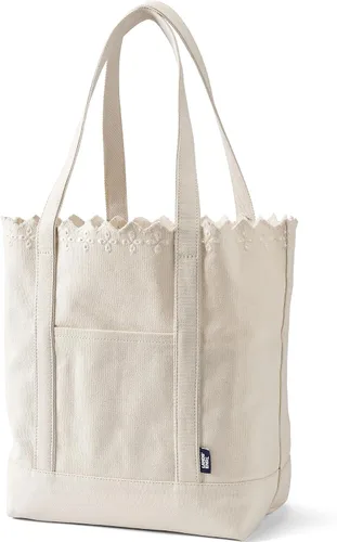 Vista 29 de Lands' End Bolso de lona abierto Natural/Azul marino radiante