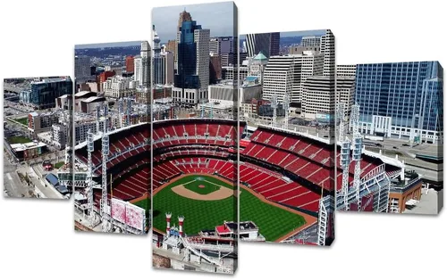 Vista 53 de Busch Stadium Baseball Home Decor St. Louis, Missouri Cityscape - Pósteres e impresiones artísticas de pared de 5 piezas de estadios de béisbol