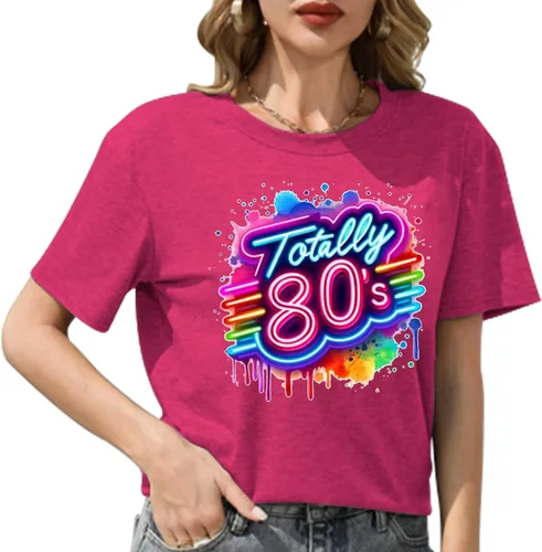 Vista 7 de Camiseta retro de los años 80 para mujer, camiseta vintage de neón de los años 80, camiseta de fiesta temática rave, camiseta de cuello redondo