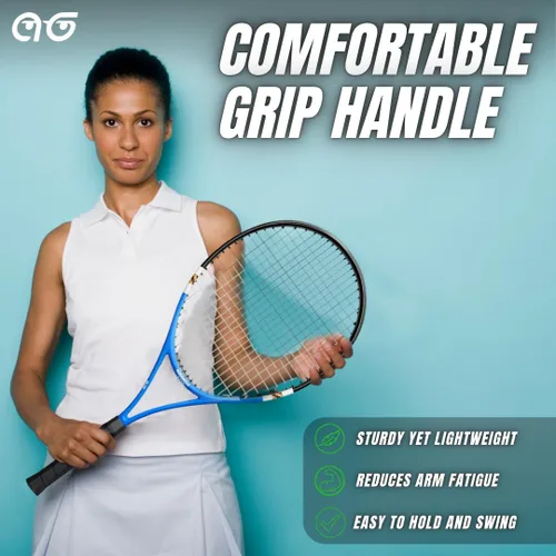 Vista 2 de Raquetas de tenis para 2 jugadores, paquete variado de dos colores con 2 pelotas de tenis, cinta de agarre, tarjetas de oferta y bolsa