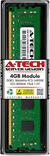 Vista 48 de A-Tech 4GB DDR3 1333MHz PC3-10600R ECC RDIMM 1Rx4 Rango único 1.5V Registrado DIMM 240-Pin Módulo de actualización de memoria RAM de servidor