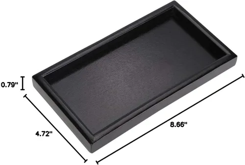 Vista 10 de Bandeja de té con forma rectangular de madera maciza versátil para té, café, aperitivos, comidas, bandeja para servir, platos de restaurante
